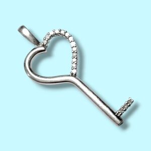 10K Diamond Key White Gold Pendant